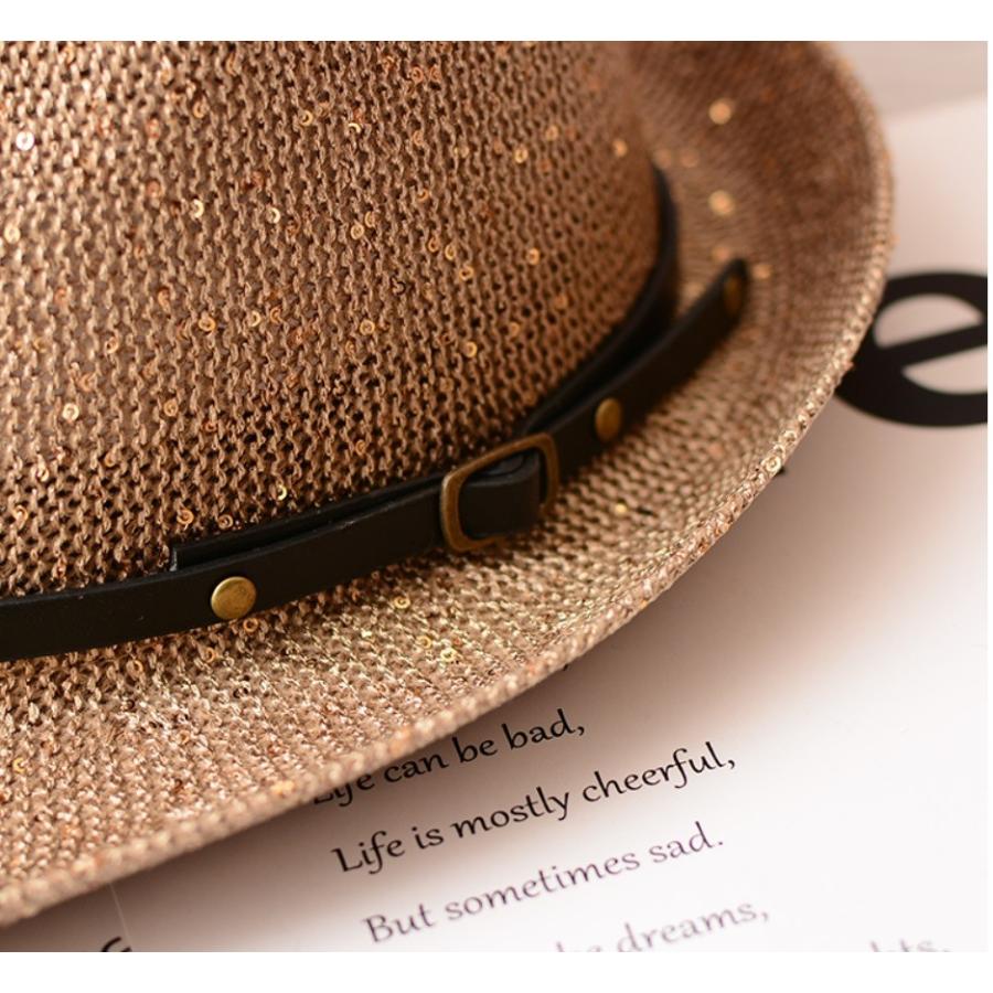帽子 ハット 中折れ帽 中折れ キラキラ 麦わら ストローハット ベルト レディース |  | 07
