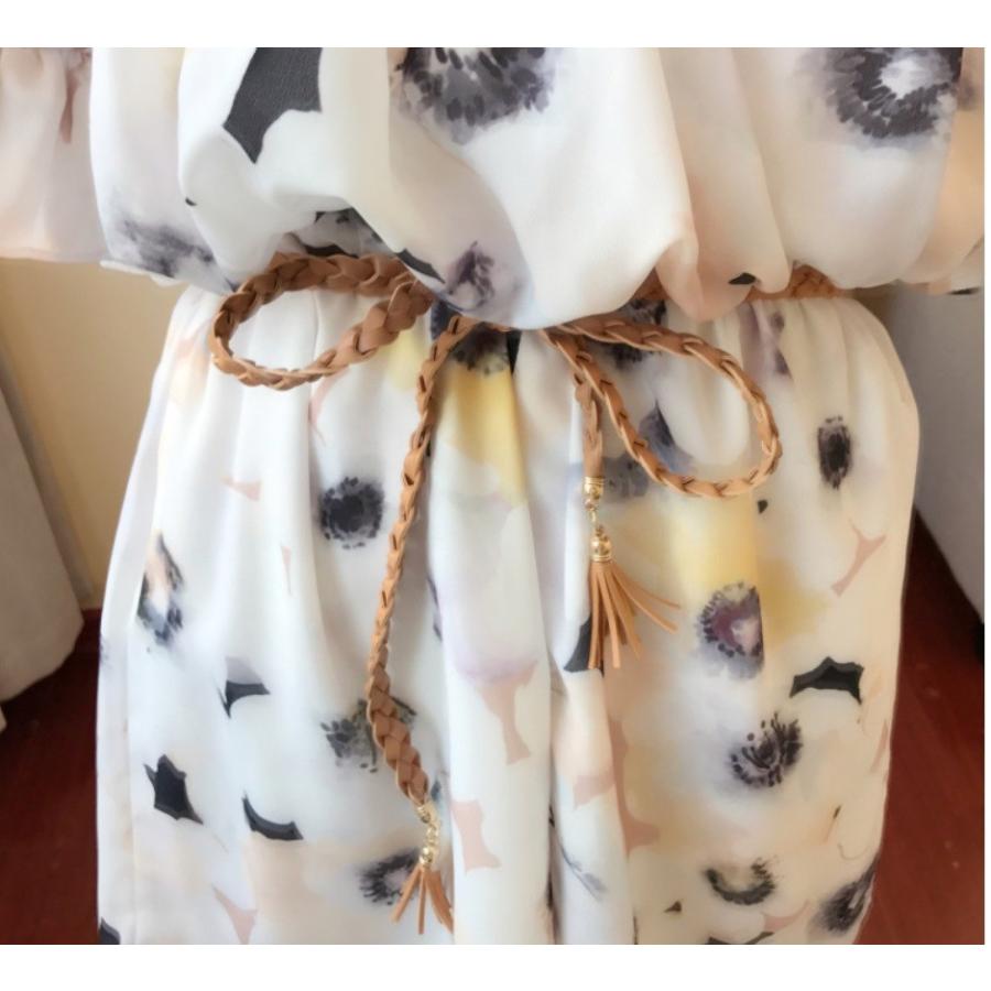 オフショル オールインワン ミニ 花柄 ショートパンツ 袖フレア フレア 夏 ぼかしフラワー レディース |  | 05