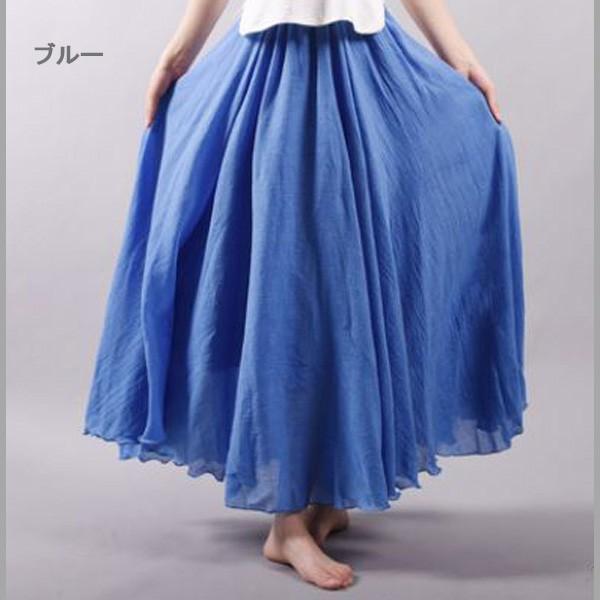 リネンスカート リネン風 フレアスカート ロング マキシ丈 ウエストゴム レディース 春 夏 体型カバー 即日発送 得トクセール 送料無料 |  | 02
