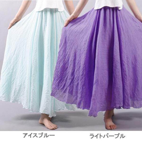 リネンスカート リネン風 フレアスカート ロング マキシ丈 ウエストゴム レディース 春 夏 体型カバー 即日発送 得トクセール 送料無料 |  | 06
