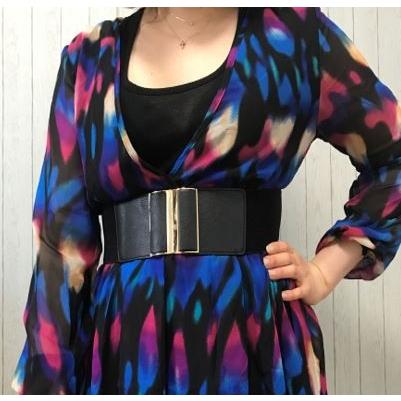 ベルト ゴム ゴムベルト ワンタッチバックル ワイド レディース |  | 01