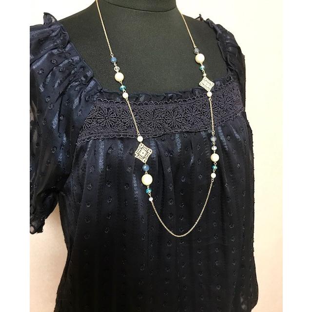 ネックレス ピアス セット アクセサリー セット売り 透かし 揺れピアス スクエア メタル パール ゴールド 送料無料 得トクセール オープン記念 | 