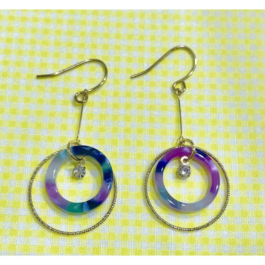 ピアス マーブル サークル サークルピアス フレーム フックピアス レインボー グレー レディース 送料無料 得トクセール オープン記念 |  | 01