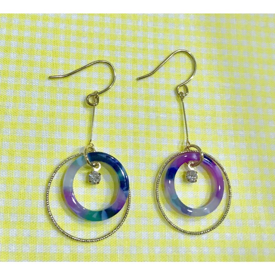 ピアス マーブル サークル サークルピアス フレーム フックピアス レインボー グレー レディース 送料無料 得トクセール オープン記念 |  | 03