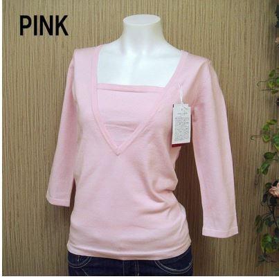 カットソー ニットソー レディース イング 重ね着風 トップス プルオーバー レイヤード風 Vネック 七分袖　INGNI オフィス 得トクセール 送料無料 オープン記念 | INGNI