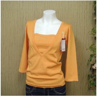 カットソー ニットソー レディース イング 重ね着風 トップス プルオーバー レイヤード風 Vネック 七分袖　INGNI オフィス 得トクセール 送料無料 オープン記念 | INGNI | 01