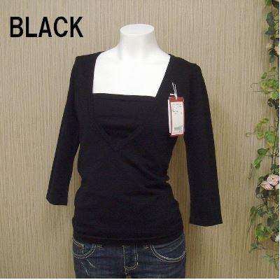カットソー ニットソー レディース イング 重ね着風 トップス プルオーバー レイヤード風 Vネック 七分袖　INGNI オフィス 得トクセール 送料無料 オープン記念 | INGNI | 02