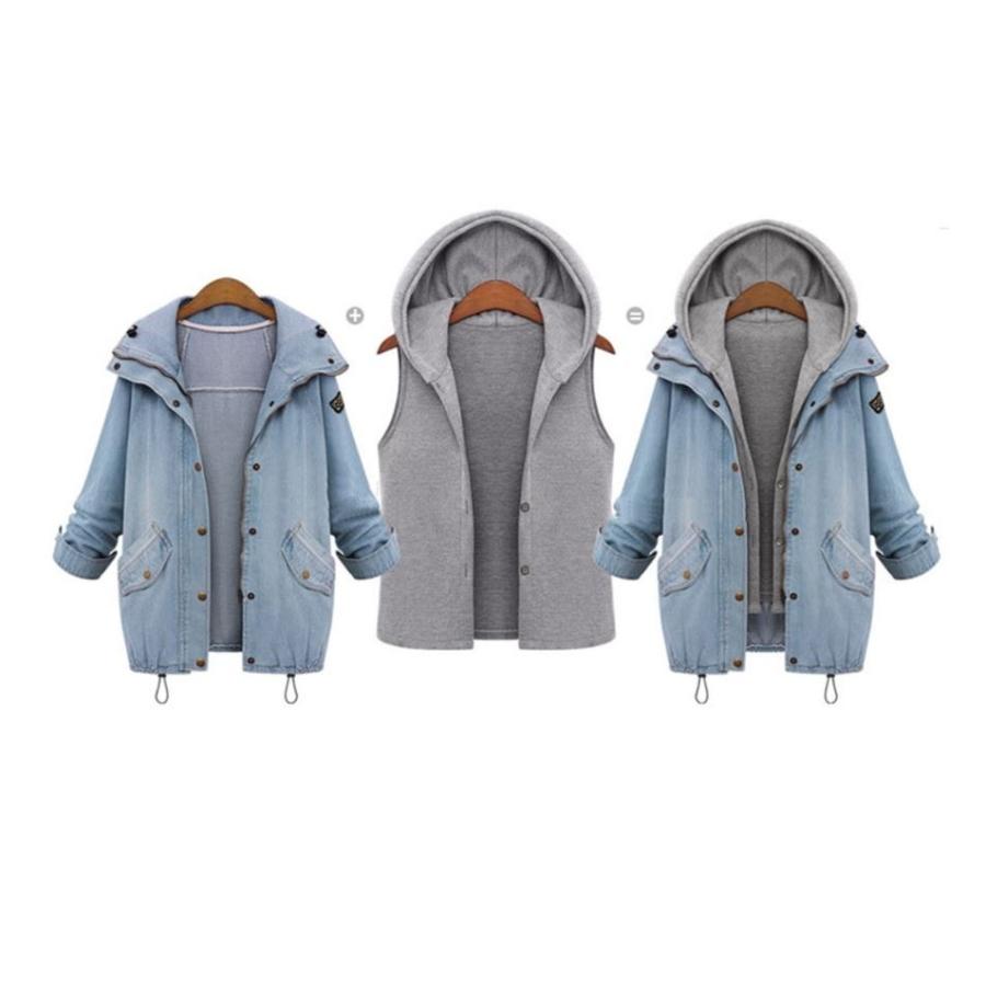 デニムジャケット アウター コート ジャケット フードベスト セット デニムコート レディース カジュアル 重ね着 レイヤード 得トクセール 送料無料 |  | 02
