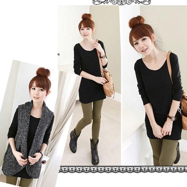 Tシャツ レディース カットソー ロング丈 チュニック ワンピース ロンＴ 長袖 チュニック丈 シンプル Ｕネック ブラック ネイビー ボルドー 得トクセール |  | 04