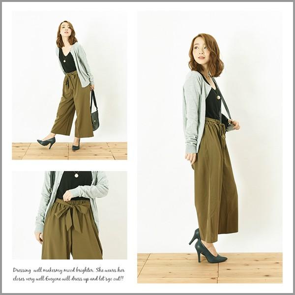 ガウチョパンツ レディース ワイドパンツ ガウチョ ボトムス リボン ツイル ウエストゴム ゆったり 体型カバー 送料無料 得トクセール オープン記念 |  | 02
