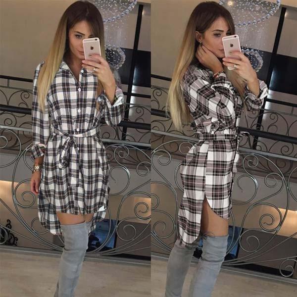 シャツ レディース チェックシャツ ロングシャツ シャツワンピ チュニック ワンピース 羽織 ロング丈 チェック柄 リボン 送料無料 得トクセール オープン記念 |  | 02