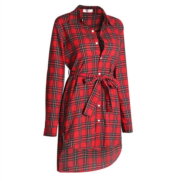 シャツ レディース チェックシャツ ロングシャツ シャツワンピ チュニック ワンピース 羽織 ロング丈 チェック柄 リボン 送料無料 得トクセール オープン記念 |  | 07