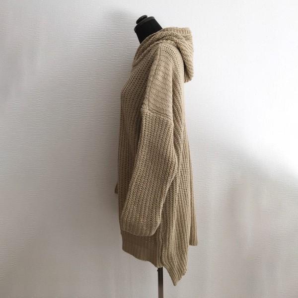 パーカー ニット プルオーバー  あったか レディース ニットパーカー ゆったり 体型カバー 秋 冬 ベージュ ブラック 送料無料 得トクセール オープン記念 |  | 16