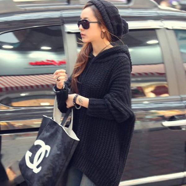 パーカー ニット プルオーバー  あったか レディース ニットパーカー ゆったり 体型カバー 秋 冬 ベージュ ブラック 送料無料 得トクセール オープン記念 |  | 08