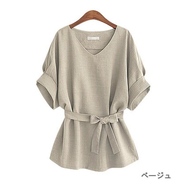 カットソー レディース トップス ウエストリボン 半袖 スタイルアップ きれいめ オフィス 送料無料 得トクセール オープン記念 |  | 01