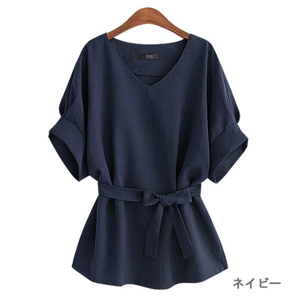 カットソー レディース トップス ウエストリボン 半袖 スタイルアップ きれいめ オフィス 送料無料 得トクセール オープン記念 |  | 02