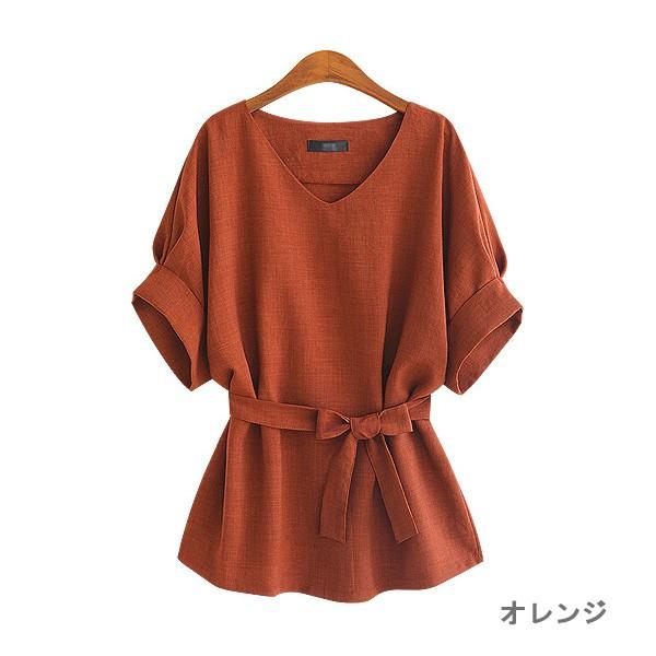 カットソー レディース トップス ウエストリボン 半袖 スタイルアップ きれいめ オフィス 送料無料 得トクセール オープン記念 |  | 03