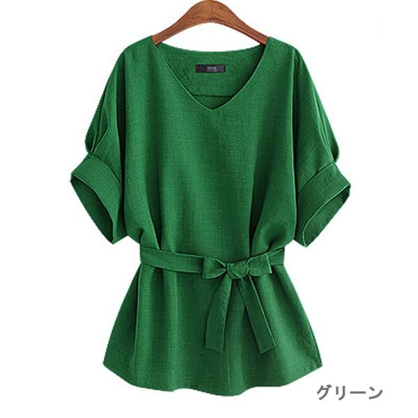 カットソー レディース トップス ウエストリボン 半袖 スタイルアップ きれいめ オフィス 送料無料 得トクセール オープン記念 |  | 04