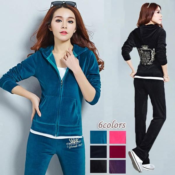 セットアップ スエット レディース ルームウエア ジョギング 刺繍 セレブ ブロガー ベロア カラバリ 部屋着 得トクセール 送料無料 オープン記念 ヨガ | 