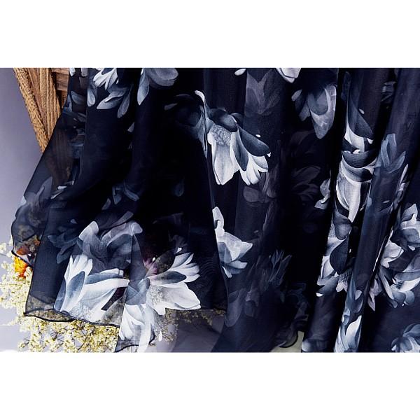 スカート フレアロングスカート シフォンロングスカート ウエストゴム マキシスカート 花柄 フラワー レディース ボトムス  得トクセール オープン記念 送料無料 |  | 05