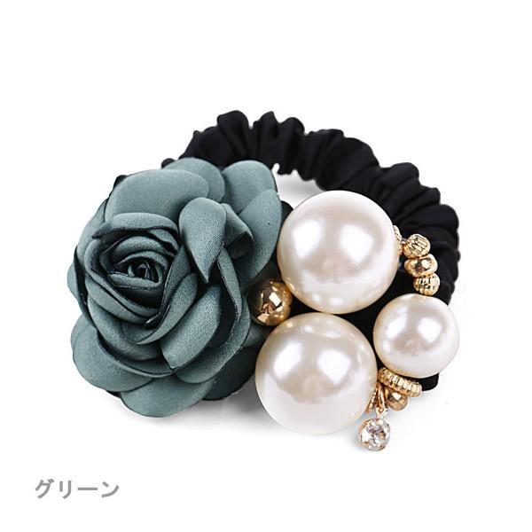 シュシュ ヘアゴム フラワーシュシュ バラ パール ヘアアクセサリー 浴衣 着物 パールアクセ ローズ 送料無料 得トクセール オープン記念 |  | 04