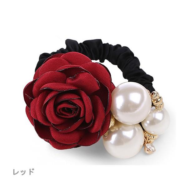シュシュ ヘアゴム フラワーシュシュ バラ パール ヘアアクセサリー 浴衣 着物 パールアクセ ローズ 送料無料 得トクセール オープン記念 |  | 06
