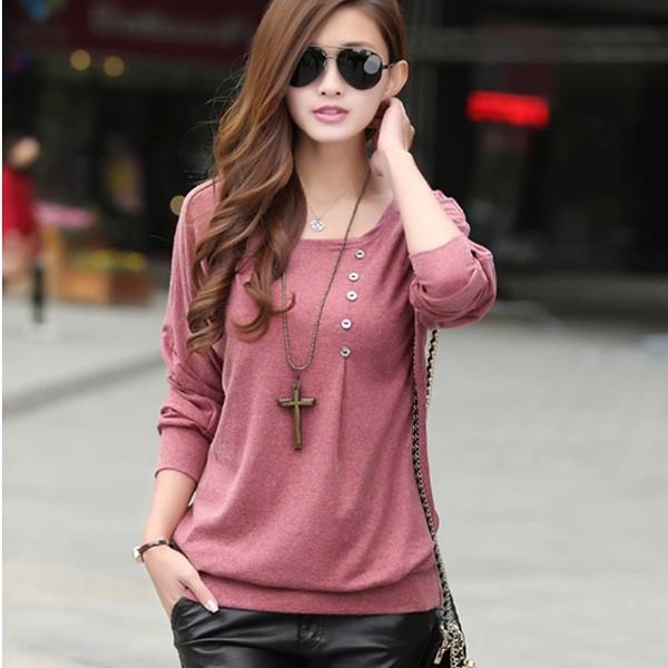 カットソー ニットソー レディース トップス ボタン付き シンプル レッド ブラック グレー オールシーズン 送料無料 得トクセール オープン記念 |  | 01