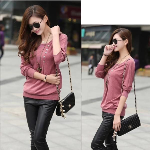 カットソー ニットソー レディース トップス ボタン付き シンプル レッド ブラック グレー オールシーズン 送料無料 得トクセール オープン記念 |  | 10