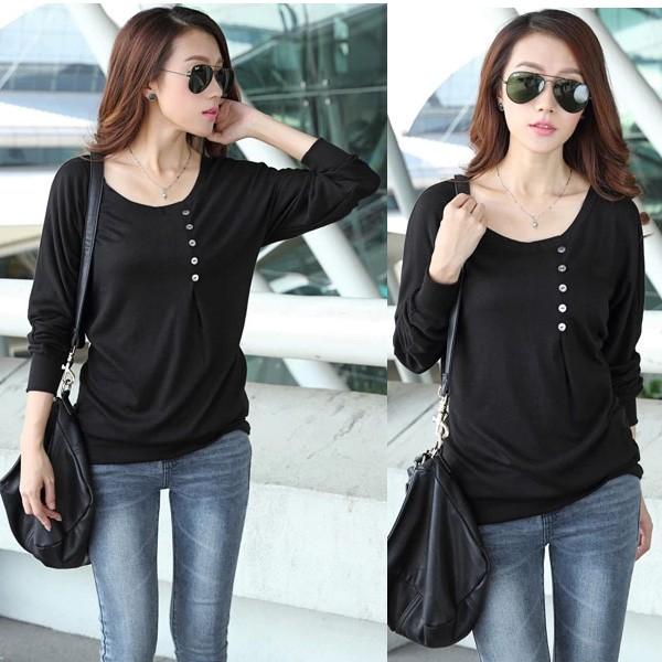 カットソー ニットソー レディース トップス ボタン付き シンプル レッド ブラック グレー オールシーズン 送料無料 得トクセール オープン記念 |  | 02