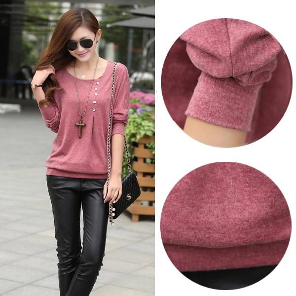 カットソー ニットソー レディース トップス ボタン付き シンプル レッド ブラック グレー オールシーズン 送料無料 得トクセール オープン記念 |  | 04