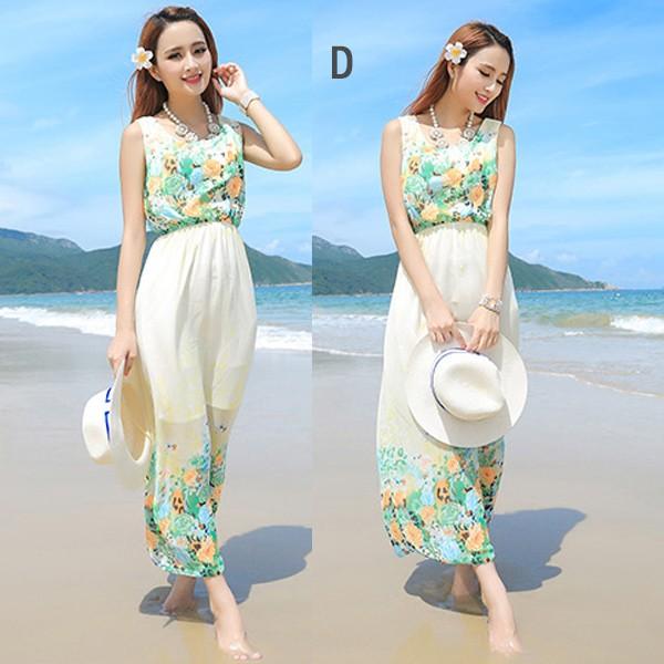 ワンピース マキシワンピ ロングワンピ レディース リゾート ノースリーブ 袖なし ウエストゴム ブラウジング 夏 海 かわいい 柄 送料無料 得トクセール |  | 04
