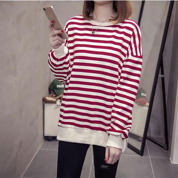 ニットソー  トップス レディース ボーダー チュニック おしゃれ 春 秋 冬 体型カバー レッド ブラック カジュアル 送料無料 得トクセール オープン記念 |  | 05