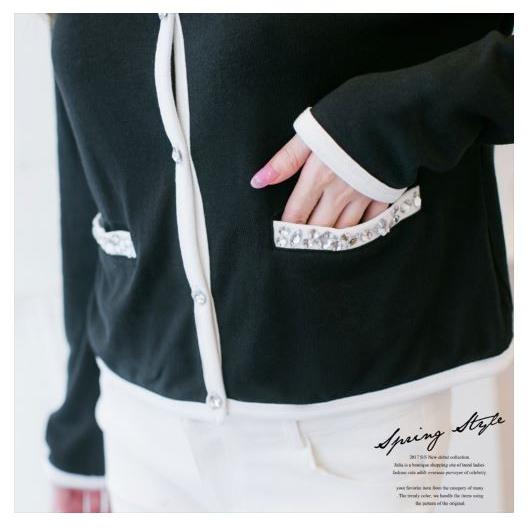 カーディガン レディース ニット パイピング ビジュー きれいめ キラキラ オフィス 入園式 入学式 卒業式 卒園式 送料無料 得トクセール オープン記念 |  | 01