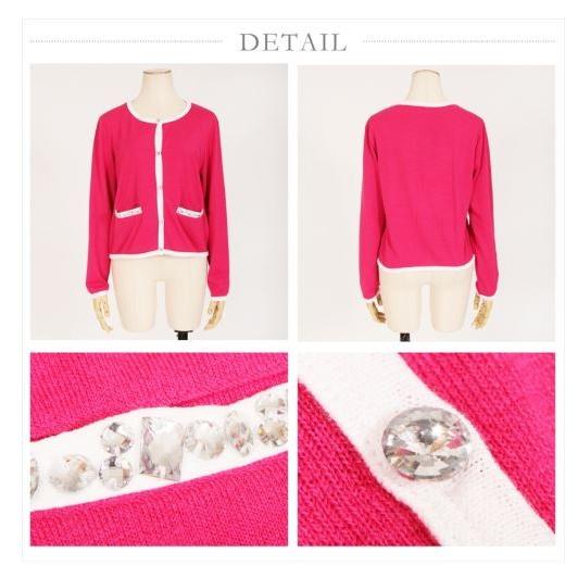 カーディガン レディース ニット パイピング ビジュー きれいめ キラキラ オフィス 入園式 入学式 卒業式 卒園式 送料無料 得トクセール オープン記念 |  | 06