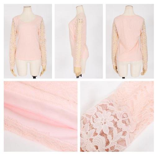 Tシャツ レディース レース カットソー 長袖 半袖 Uネック Vネック トップス 花柄 きれいめ 選べる かわいい 送料無料 得トクセール オープン記念 |  | 07