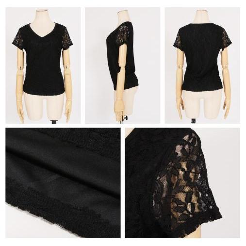 Tシャツ レディース レース カットソー 長袖 半袖 Uネック Vネック トップス 花柄 きれいめ 選べる かわいい 送料無料 得トクセール オープン記念 |  | 08