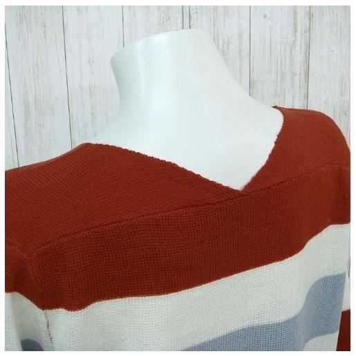 ニット レディース ボーダー チュニック Ｖネック ワイドスリーブ 体型カバー ゆったり マルチボーダー 得トクセール 送料無料 オープン記念 |  | 05