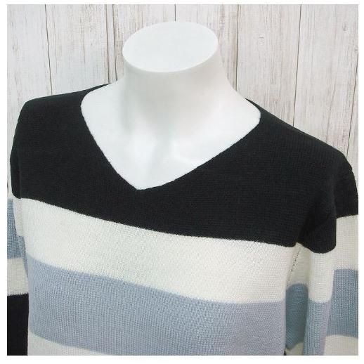 ニット レディース ボーダー チュニック Ｖネック ワイドスリーブ 体型カバー ゆったり マルチボーダー 得トクセール 送料無料 オープン記念 |  | 09