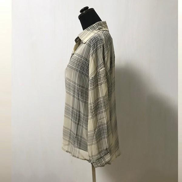 シャツ ブラウス レディース チェックシャツ シフォン テロテロ ベージュ ブラック チェック 透け 送料無料 得トクセール オープン記念 |  | 10