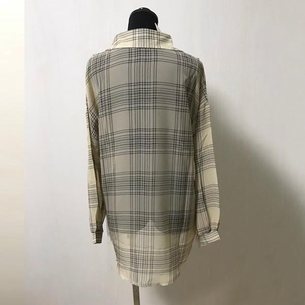 シャツ ブラウス レディース チェックシャツ シフォン テロテロ ベージュ ブラック チェック 透け 送料無料 得トクセール オープン記念 |  | 11