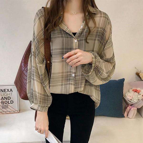 シャツ ブラウス レディース チェックシャツ シフォン テロテロ ベージュ ブラック チェック 透け 送料無料 得トクセール オープン記念 |  | 03