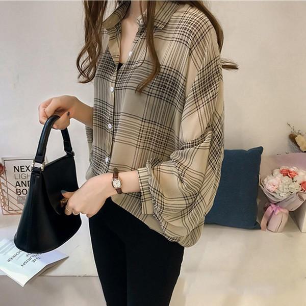 シャツ ブラウス レディース チェックシャツ シフォン テロテロ ベージュ ブラック チェック 透け 送料無料 得トクセール オープン記念 |  | 04