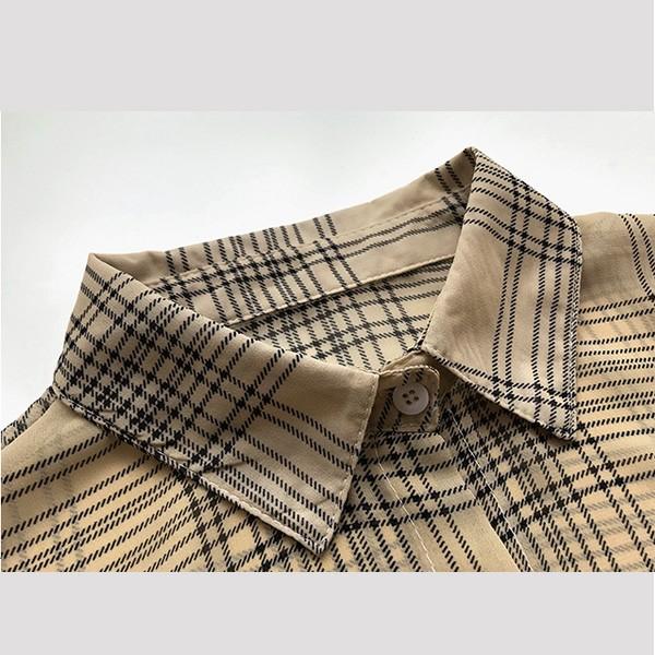 シャツ ブラウス レディース チェックシャツ シフォン テロテロ ベージュ ブラック チェック 透け 送料無料 得トクセール オープン記念 |  | 07