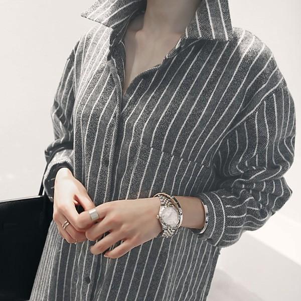 シャツ ワンピース シャツワンピ ロングシャツ ストライプ 羽織 体型カバー レディース ゆったり 大きいサイズ 送料無料 得トクセール オープン記念 |  | 06