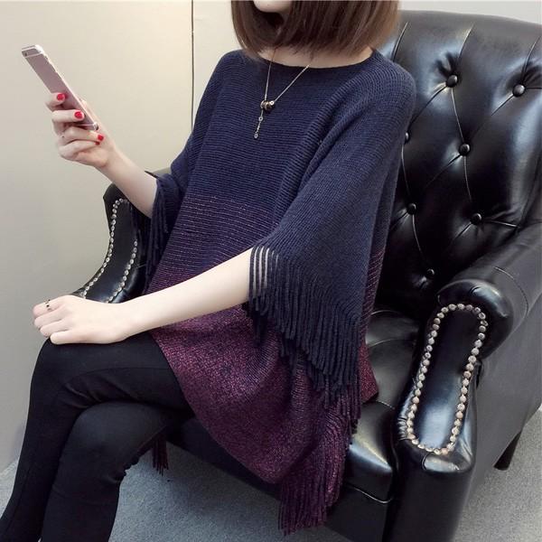 ニットポンチョ ポンチョ レディース カーディガン グラデーション 羽織 秋 冬  ミックスニット 大人かわいい 送料無料 得トクセール オープン記念 |  | 02