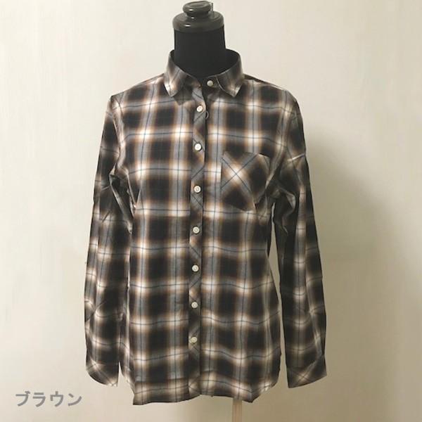 シャツ チェックシャツ レディース アースミュージック＆エコロジー ポイント消化 シャキシャキシャツ ブラウン レッド S M 得トクセール 送料無料 オープン記念 | earth music&ecology | 01