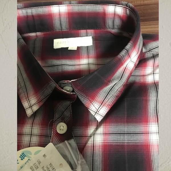 シャツ チェックシャツ レディース アースミュージック＆エコロジー ポイント消化 シャキシャキシャツ ブラウン レッド S M 得トクセール 送料無料 オープン記念 | earth music&ecology | 15