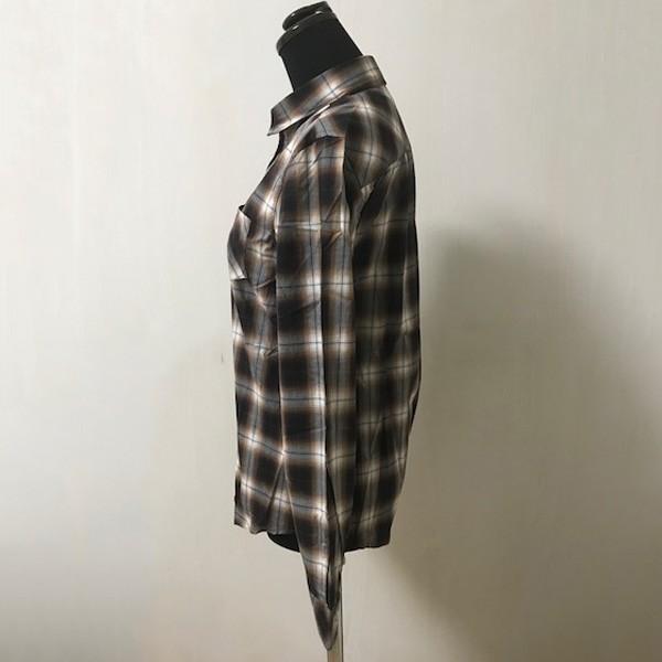 シャツ チェックシャツ レディース アースミュージック＆エコロジー ポイント消化 シャキシャキシャツ ブラウン レッド S M 得トクセール 送料無料 オープン記念 | earth music&ecology | 03