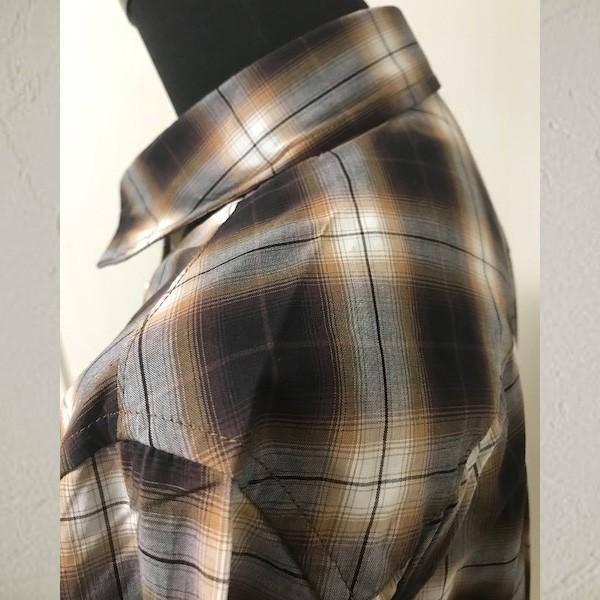 シャツ チェックシャツ レディース アースミュージック＆エコロジー ポイント消化 シャキシャキシャツ ブラウン レッド S M 得トクセール 送料無料 オープン記念 | earth music&ecology | 06