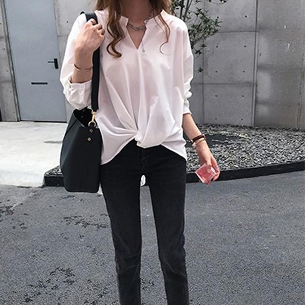 シャツ ブラウス レディース オフィス きれいめ 大きいサイズ ゆるテロ ゆったり 体型カバー フロントデザイン ホワイト 送料無料 ゆるかわ 大人 |  | 03